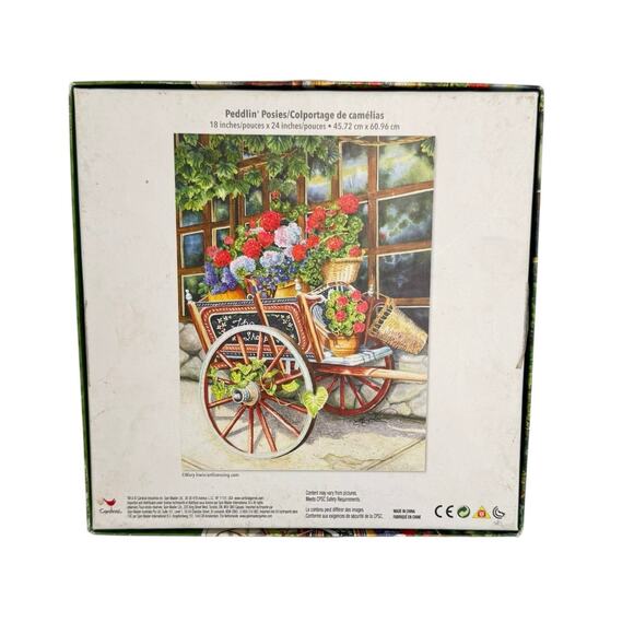 Cardinal Peddlin' Posies 500 Piece Jigsaw Puzzle *COMPLETE* Garden Flowers - Picture 2 of 5